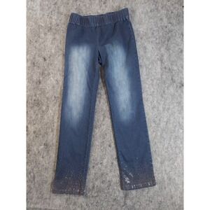 Soft Surroundings Jeans Womens Small Blue Pull On Embellished Hem Bling‎ Elastic